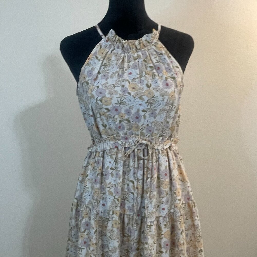 By the River Maxi Halter Dress - Small - boho - beautiful muted florals